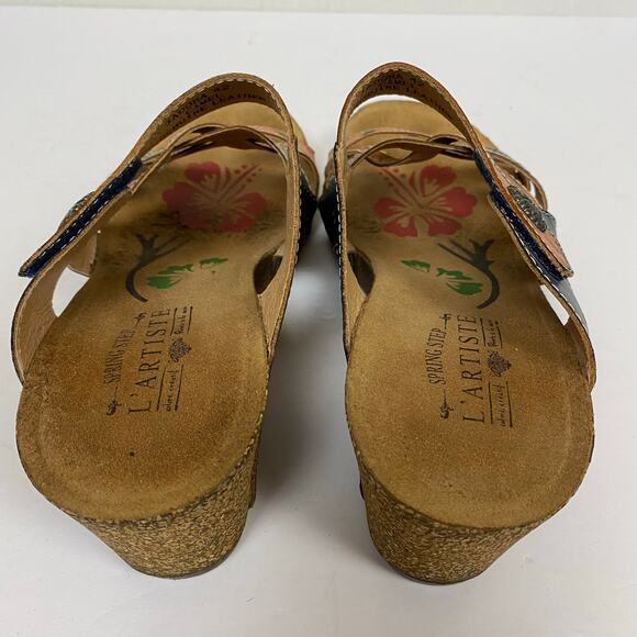 L'Artiste By Spring Step Jadora Leather Wedge Sandals Boho Artsy Size 10.5-11 - Picture 10 of 12